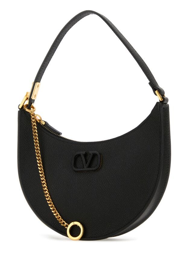 Valentino Garavani Woman Black Leather Mini Vlogo Signature Handbag