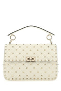Valentino Garavani Woman Ivory Nappa Leather Medium Rockstud Spike Handbag