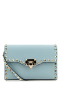Valentino Garavani Woman Light Blue Leather Small Rockstud Crossbody Bag