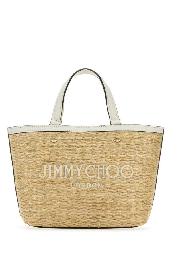 Jimmy Choo Woman Beige Raffia Mini Marli Handbag