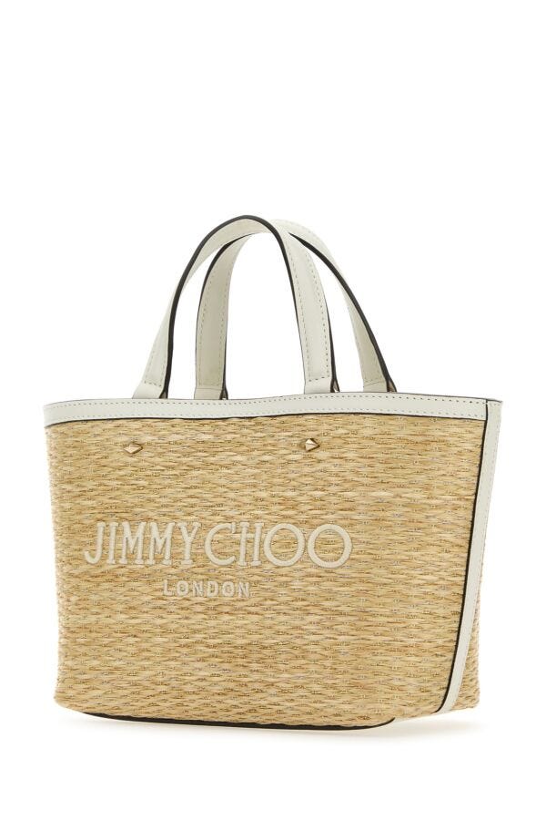 Jimmy Choo Woman Beige Raffia Mini Marli Handbag