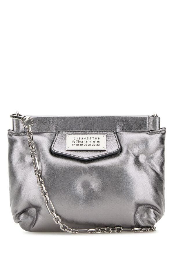 Maison Margiela Woman Silver Nappa Leather Mini Slam Red Carpet Clutch