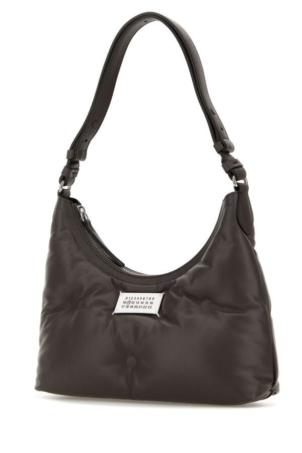 Maison Margiela Woman Brown Nappa Leather Small Glam Slam Hobo Shoulder Bag