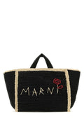 Marni Woman Black Raffia Shopping Bag