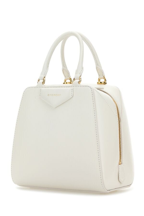 Givenchy Woman Ivory Leather Mini Antigona Cube Handbag