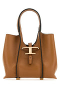 Tod's Woman Caramel Leather Mini T Timeless Handbag