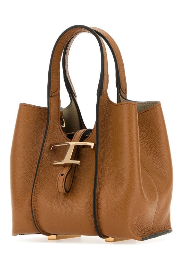 Tod's Woman Caramel Leather Mini T Timeless Handbag