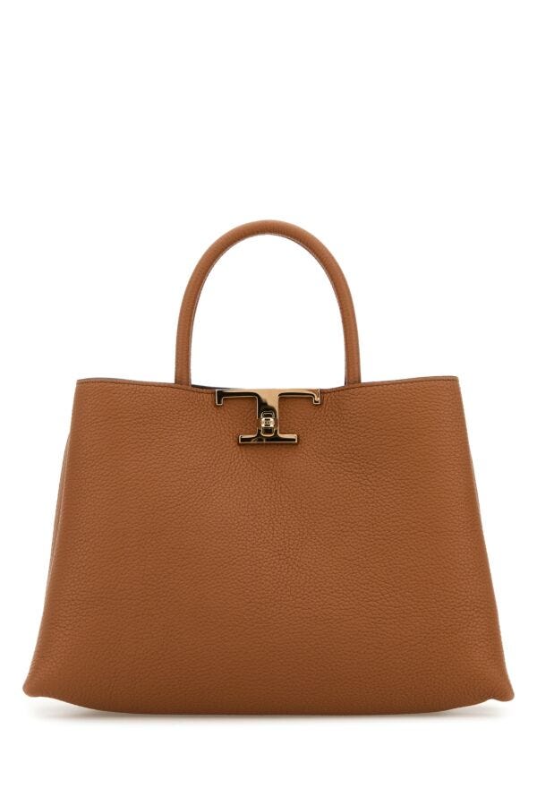 Tod's Woman Caramel Leather Mini T Timeless Handbag