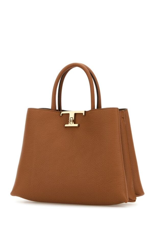 Tod's Woman Caramel Leather Mini T Timeless Handbag