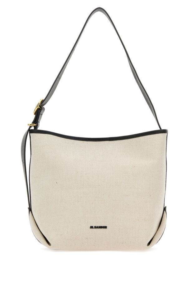 Jil Sander Woman Sand Canvas Small Folded Shoulder Bag