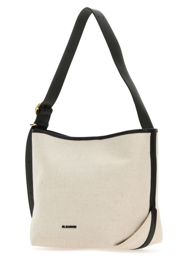 Jil Sander Woman Sand Canvas Small Folded Shoulder Bag