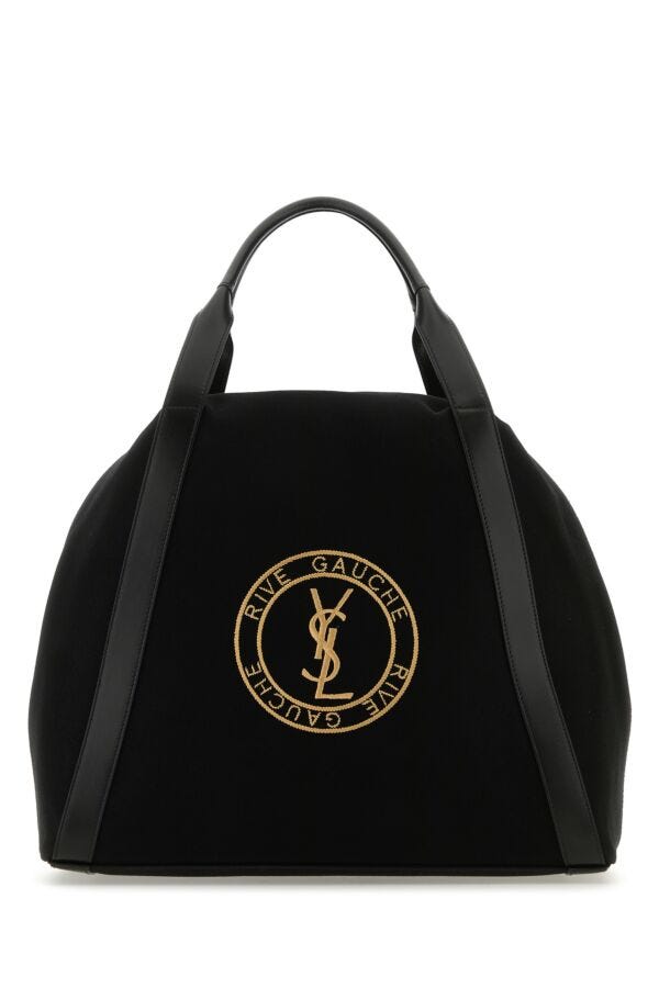 Saint Laurent Man Black Canvas Bowling River Gauche Shopping Bag