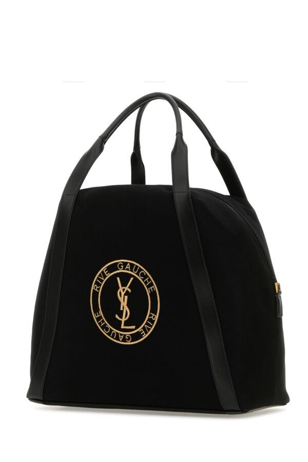 Saint Laurent Man Black Canvas Bowling River Gauche Shopping Bag