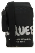 Alexander Mcqueen Man Black Fabric Mcqueen Graffiti Crossbody Bag