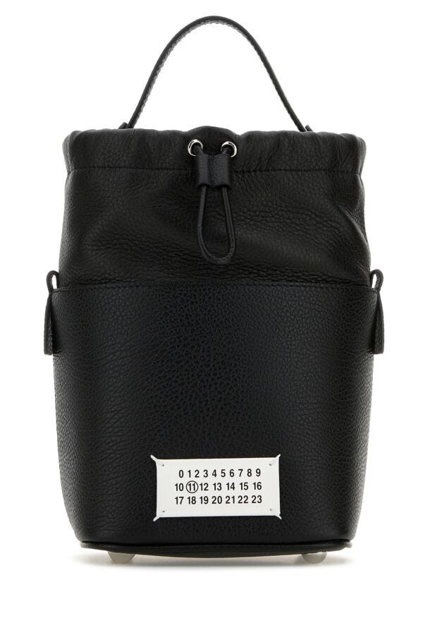 Maison Margiela Man Black Leather Mini 5Ac Bucket Bag