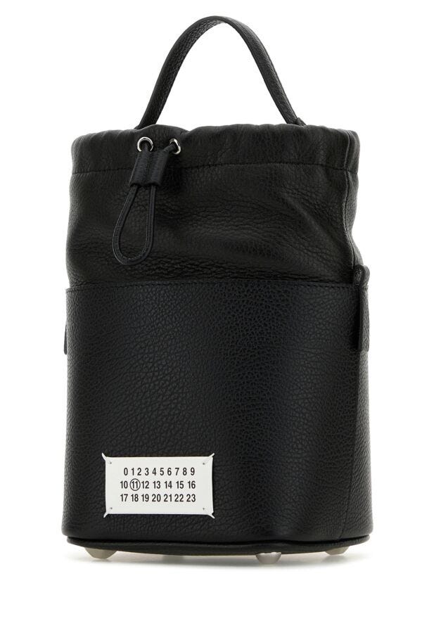 Maison Margiela Man Black Leather Mini 5Ac Bucket Bag