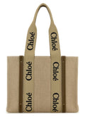 Chloe Woman Dove Grey Linen Medium Woody Shopping Bag