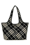 Burberry Woman Embroidered Canvas Small Check Shopping Bag