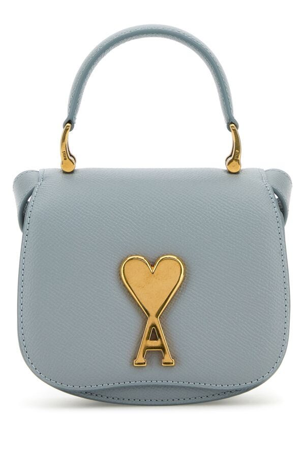 Ami Unisex Powder Blue Leather Handbag