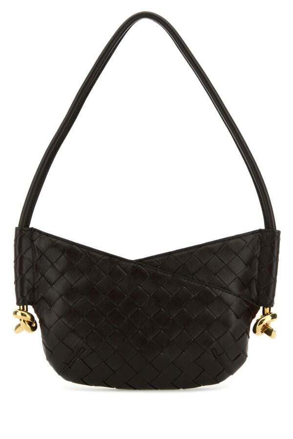 Bottega Veneta Woman Dark Brown Nappa Leather Mini Solstice Shoulder Bag