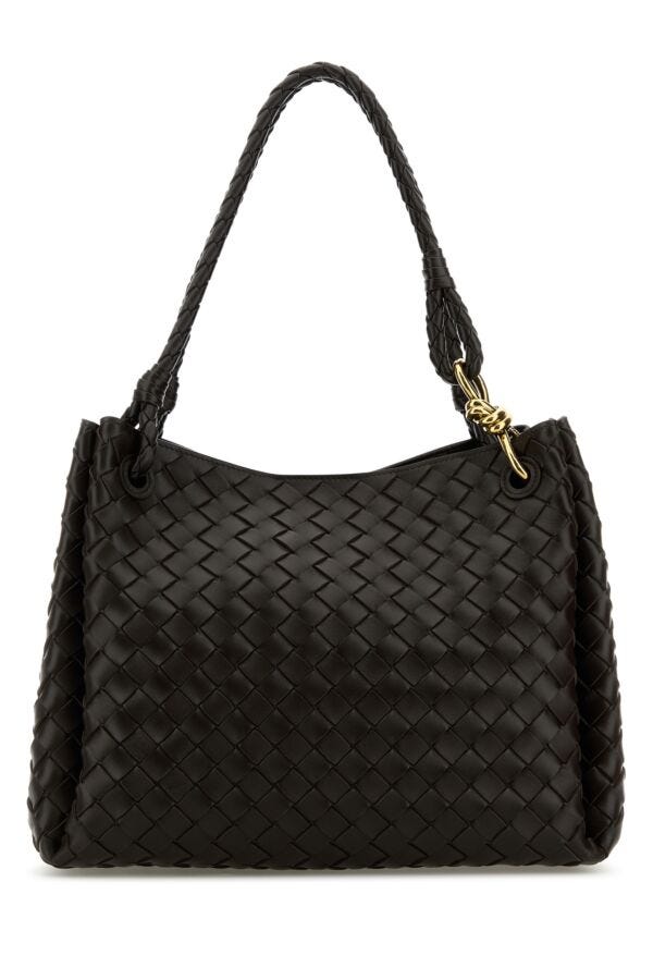 Bottega Veneta Woman Dark Brown Leather Large Parachute Shoulder Bag