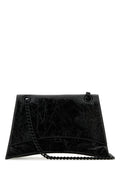 Balenciaga Woman Black Leather Medium Crush Shoulder Bag