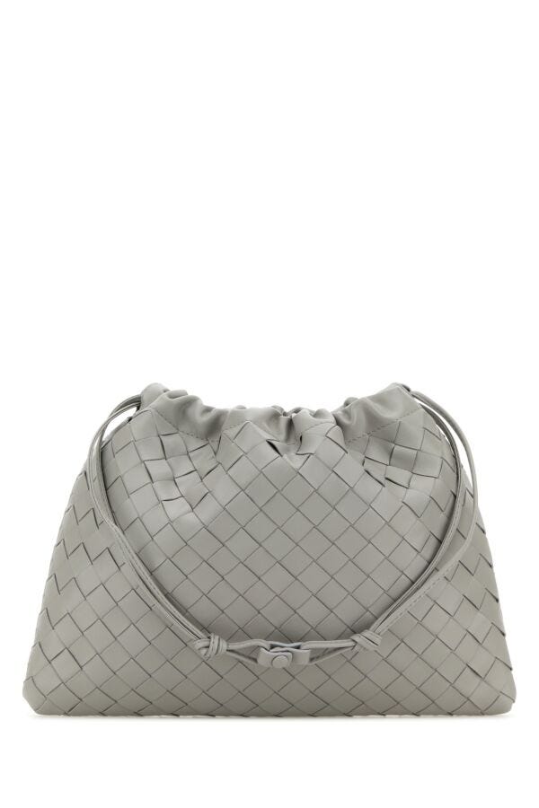 Bottega Veneta Woman Light Grey Leather Medium Clutch