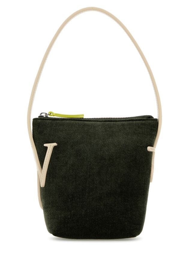 Jw Anderson Woman Khaki Chenille Mini Anchor Handbag