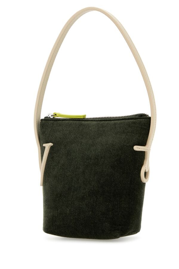 Jw Anderson Woman Khaki Chenille Mini Anchor Handbag