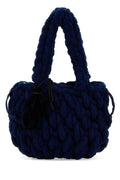 Jw Anderson Woman Navy Blue Chenille Small Blanket Shoulder Bag