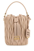 Miu Miu Woman Powder Pink Nappa Leather Bucket Bag