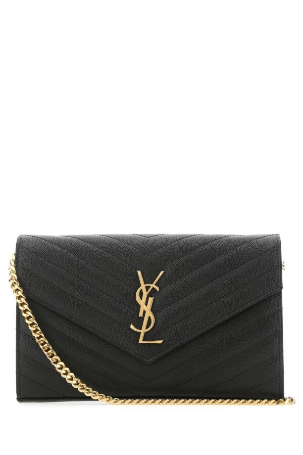 Saint Laurent Woman Black Leather Clutch