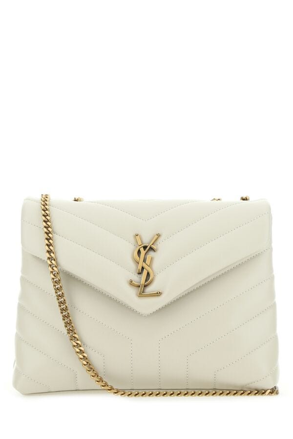 Saint Laurent Woman Ivory Leather Small Loulou Shoulder Bag