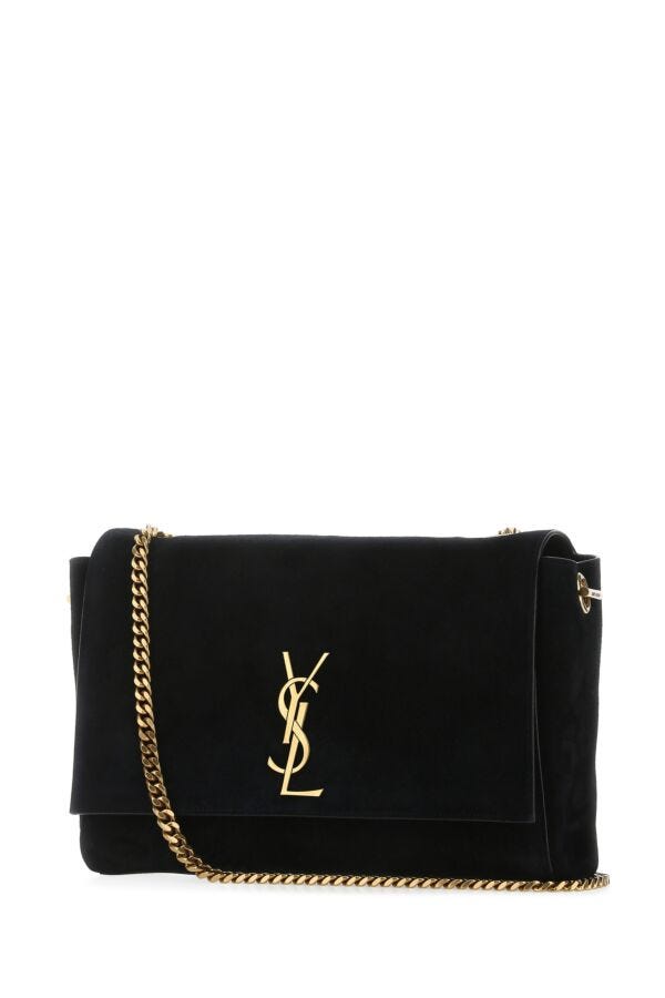 Saint Laurent Woman Black Suede Medium Kate Shoulder Bag