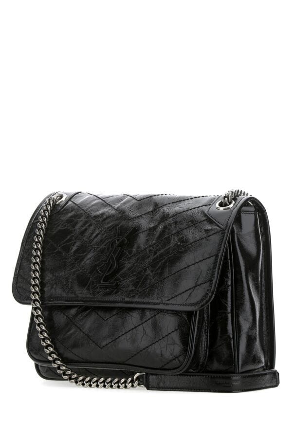 Saint Laurent Woman Black Leather Medium Niki Shoulder Bag