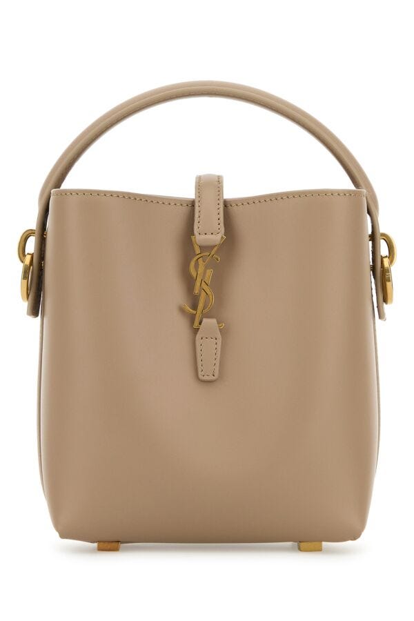 Saint Laurent Woman Cappuccino Leather Mini Le 37 Bucket Bag