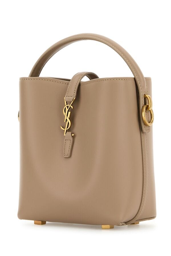 Saint Laurent Woman Cappuccino Leather Mini Le 37 Bucket Bag