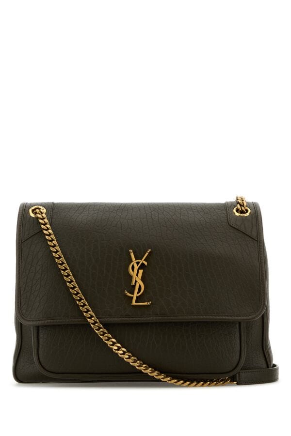 Saint Laurent Woman Dark Green Leather Large Niki Bag