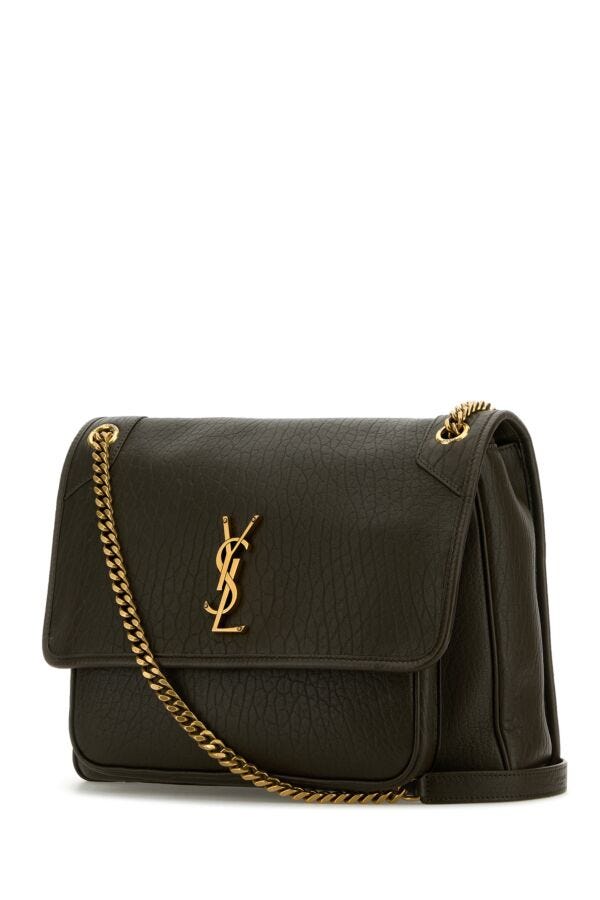 Saint Laurent Woman Dark Green Leather Large Niki Bag