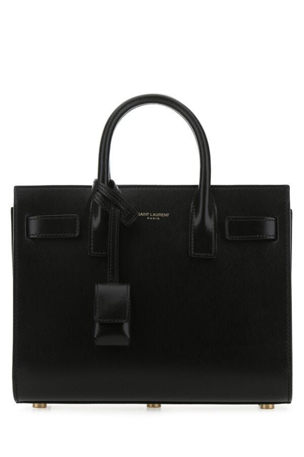 Saint Laurent Woman Black Leather Nano Sac De Jour Handbag