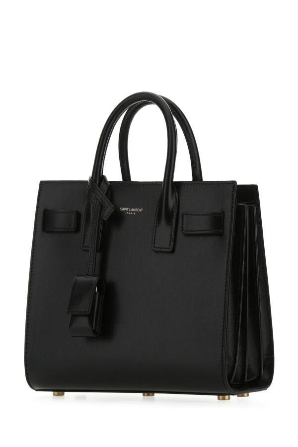 Saint Laurent Woman Black Leather Nano Sac De Jour Handbag