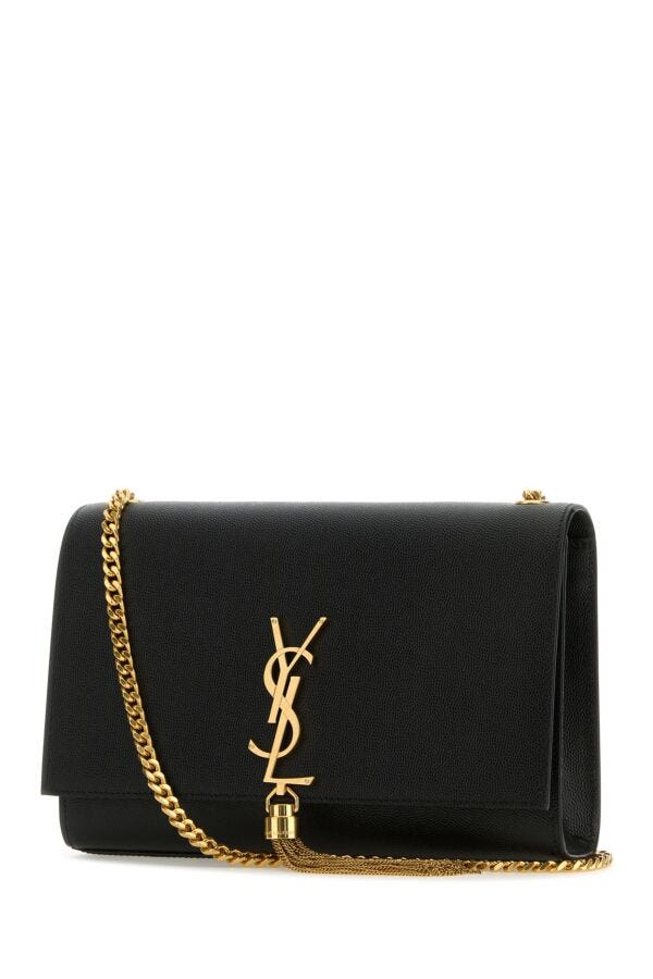 Saint Laurent Woman Black Leather Medium Kate Shoulder Bag