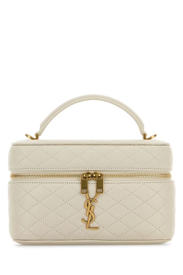 Saint Laurent Woman Ivory Nappa Leather Vanity Gaby Handbag