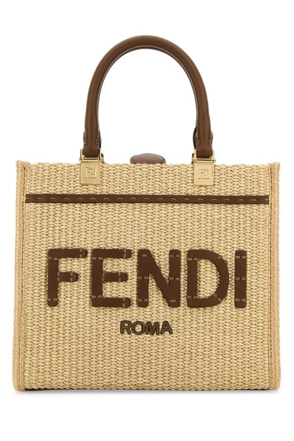 Fendi Woman Raffia Small Sunshine Shopping Bag