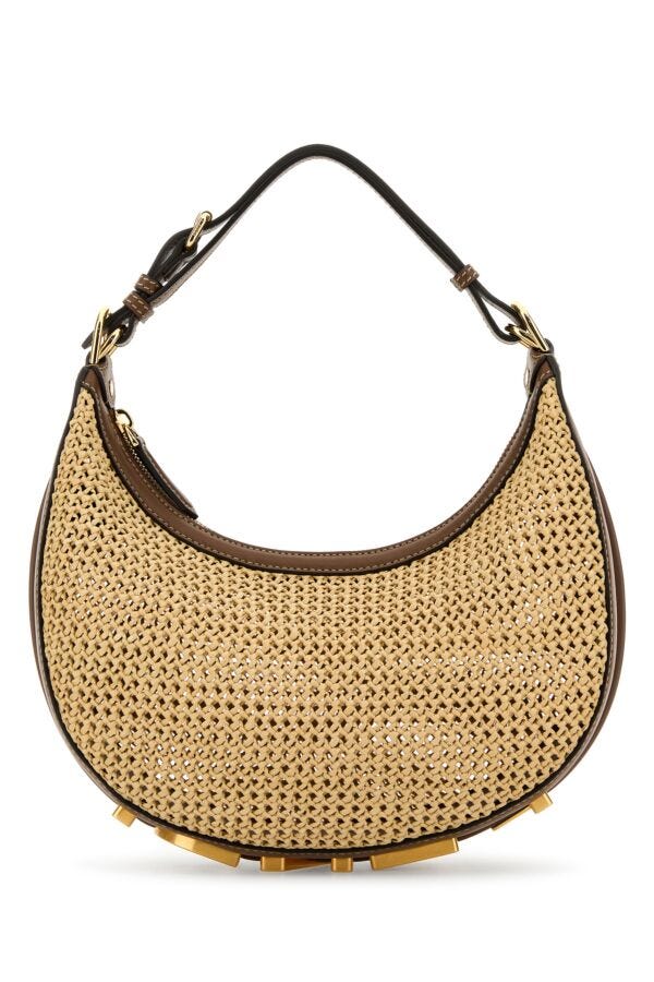 Fendi Woman Straw Fendigraphy Handbag