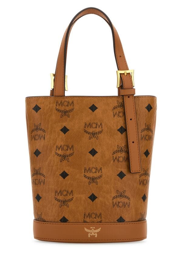 Mcm Woman Printed Canvas Mini Aren Bucket Bag