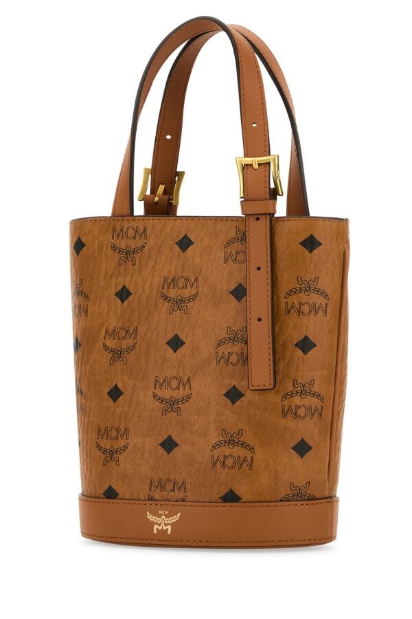 Mcm Woman Printed Canvas Mini Aren Bucket Bag
