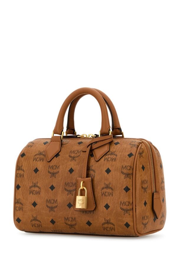 Mcm Woman Printed Canvas Small Ella Boston Handbag