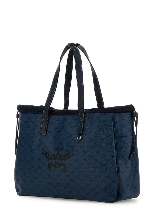 Mcm Man Printed Canvas Himmel Xl Shopping Bag