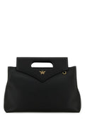Mcm Woman Black Leather Large Soft Diamond Handbag
